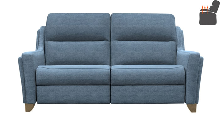 Parker Knoll Portland Large 2 Seat Sofa Heated Seats Coniston Blue Vintage Oak Leg